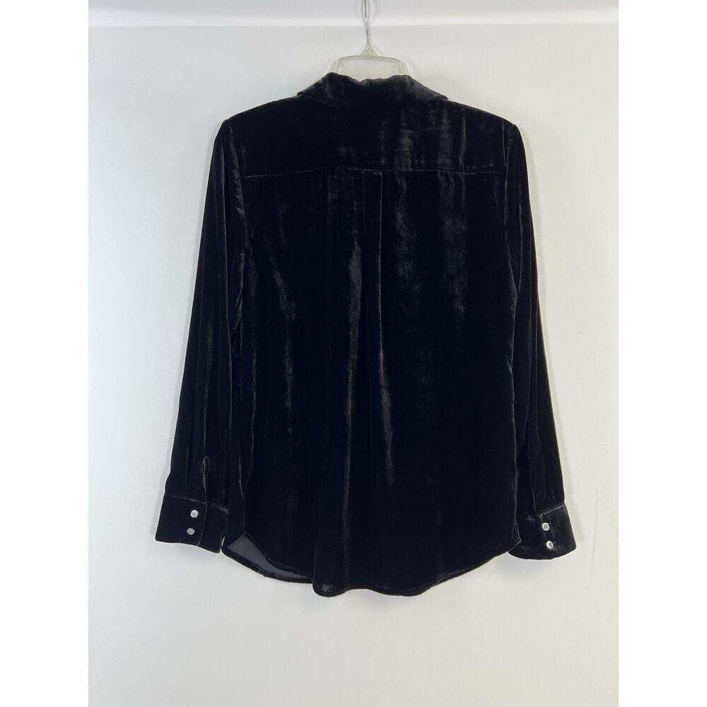 Talbots Vintage Velvet Silk Button Up Long Sleeve Shirt Womens Size S Black - Picture 2 of 8